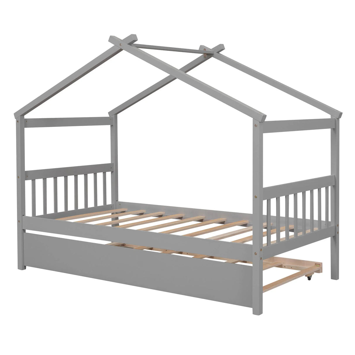 Wooden House Bed With Twin Size Trundle - Furniture Home Direct