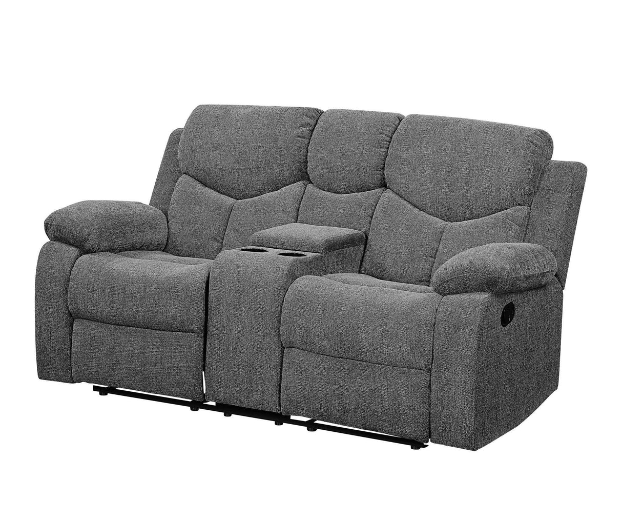 Kalen - Chenille Loveseat With Console - Gray - Furniture Home Direct