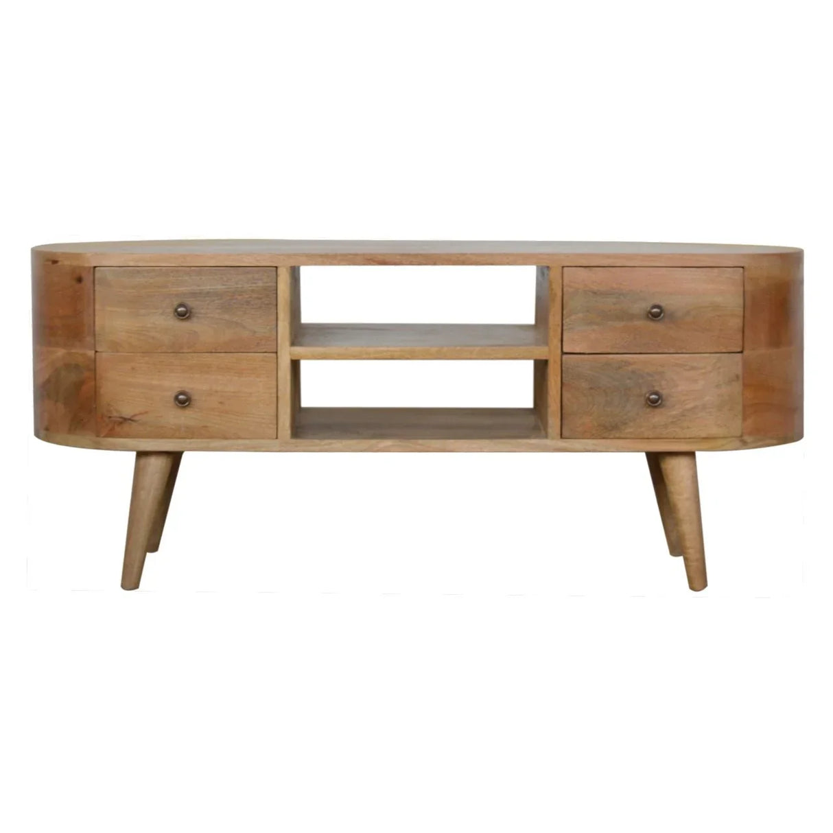 Rounded Entertainment Unit - Oak - Furniture Home Direct