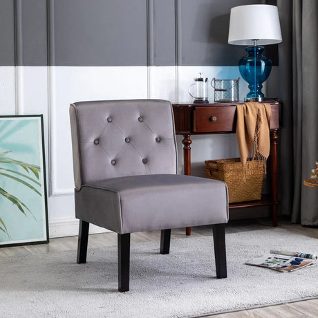 Reese - Living Room Armless Button Tufted Pattern Accent Chair (Set of 2) - Furniture Home Direct