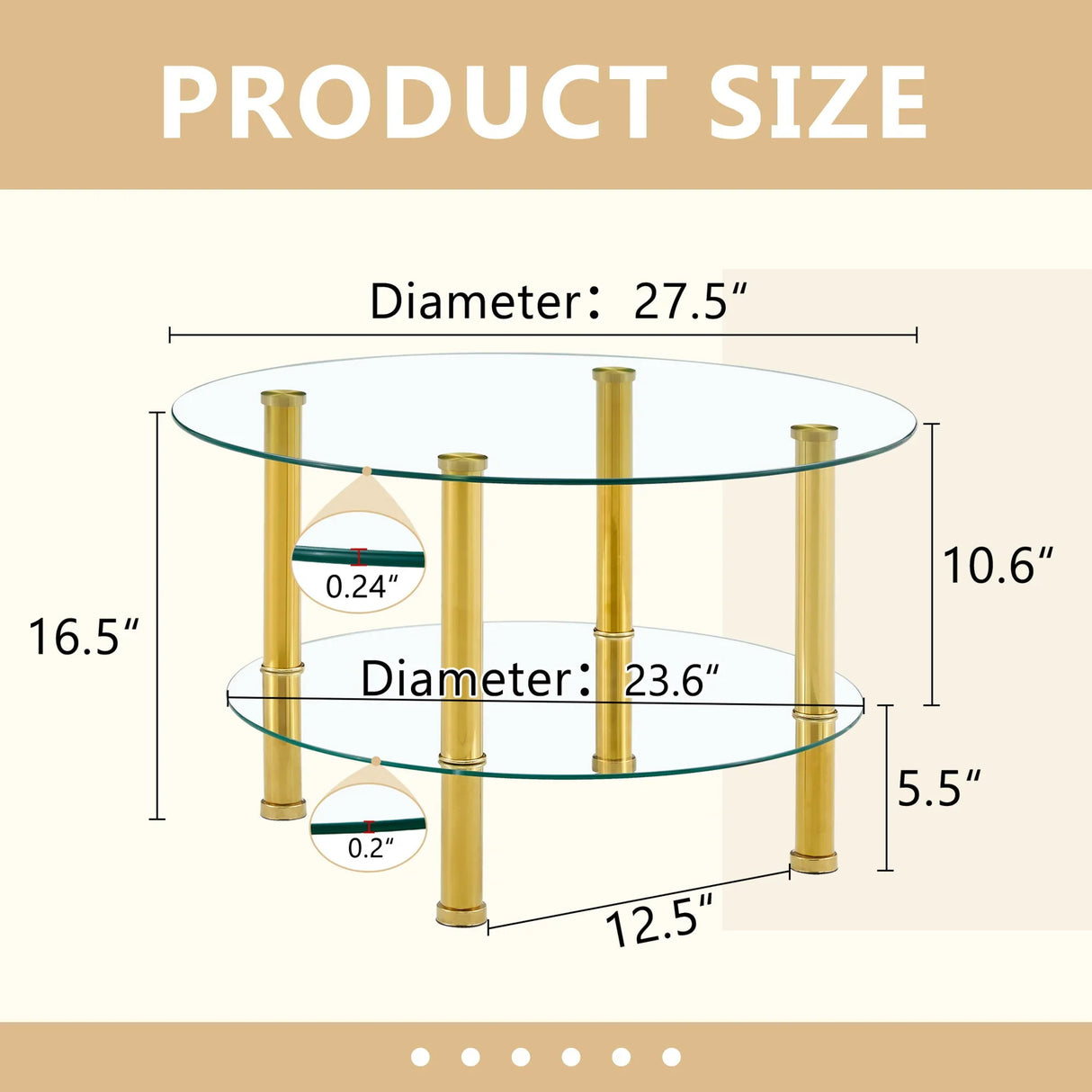 Contemporary Minimalist Double Layer Tempered Glass Coffee Table - Furniture Home Direct