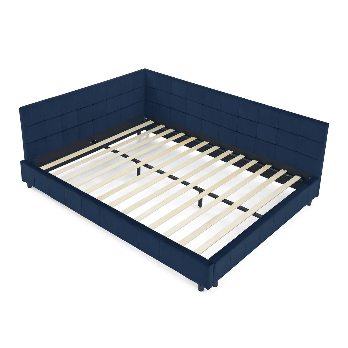 Mid-Century Storage Upholstered Tufted Bed Frame With Backrest And Armrests - Furniture Home Direct