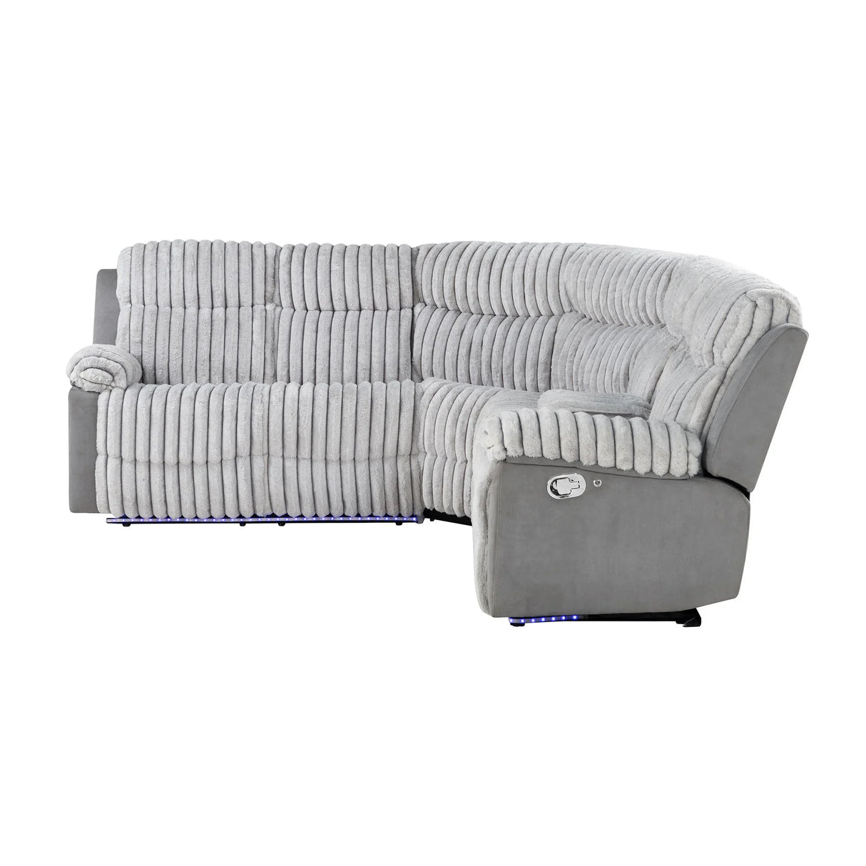 Bruni - Sectional Sofa With LED Lighting And Manual Recline - Gray - Furniture Home Direct