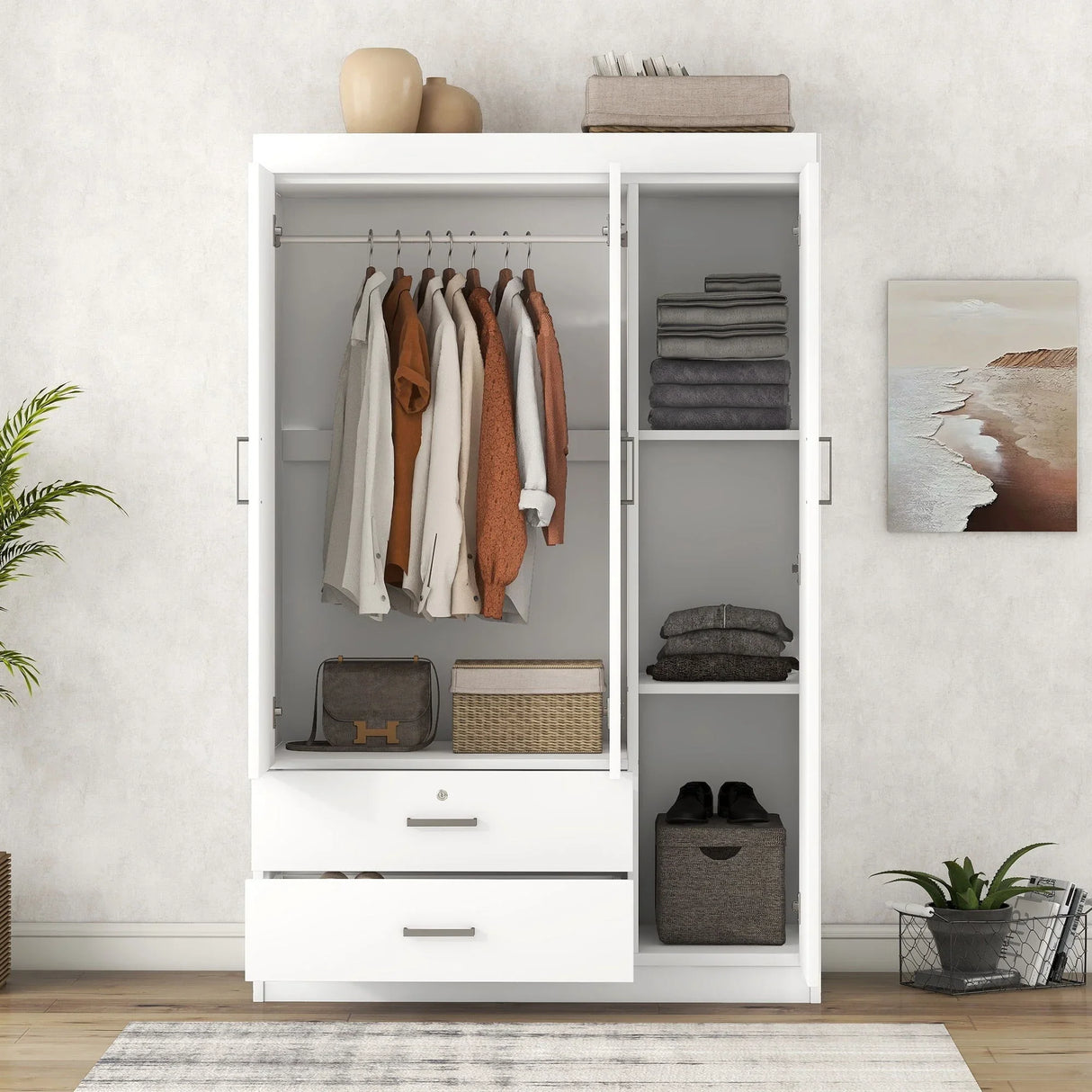 3 Door Wardrobe With 2 Drawers - Furniture Home Direct