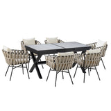 Outdoor 7 Piece DIning Set - Beige - Furniture Home Direct