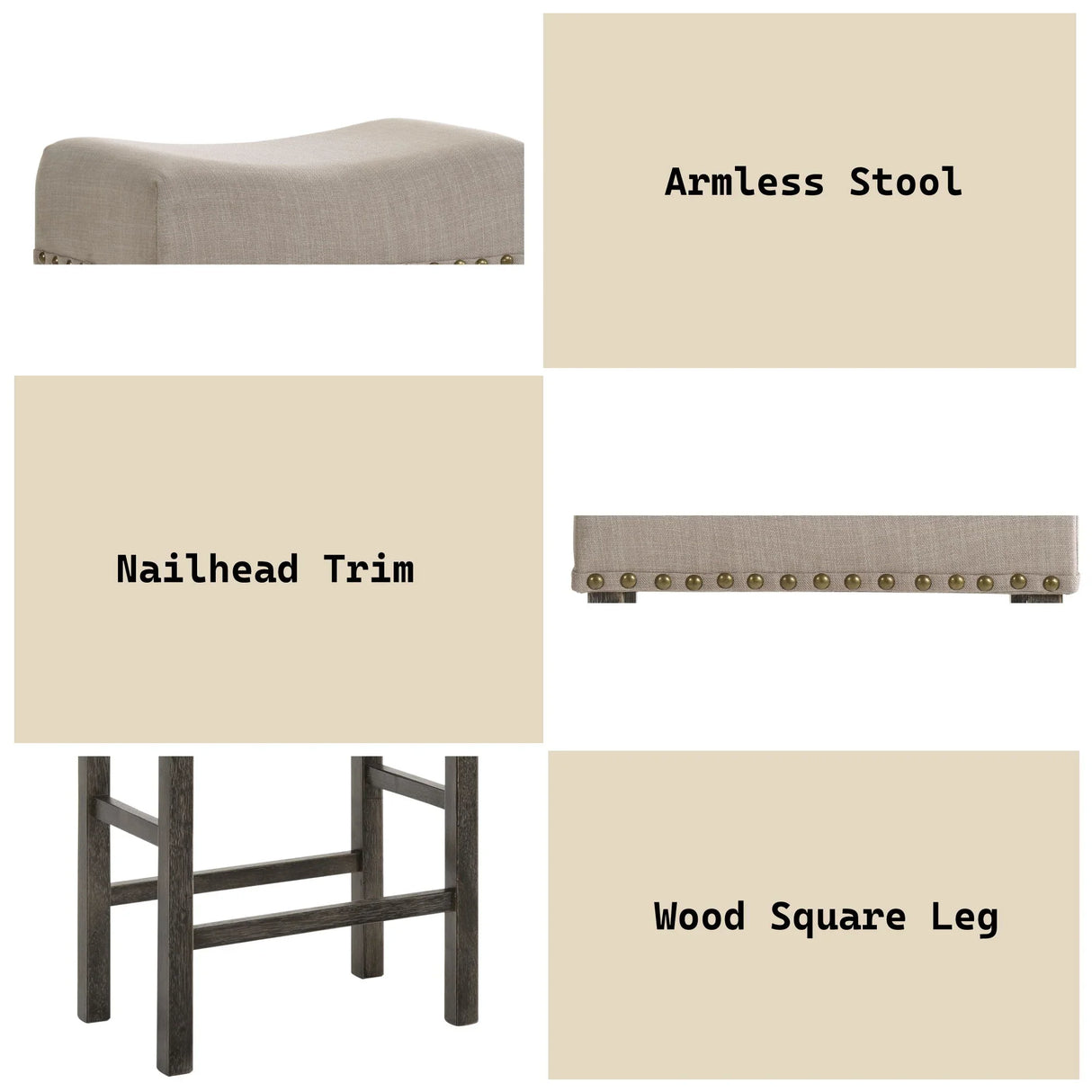 Martha II - Weathered Counter Height Stool (Set of 2) - Gray / Tan - Furniture Home Direct