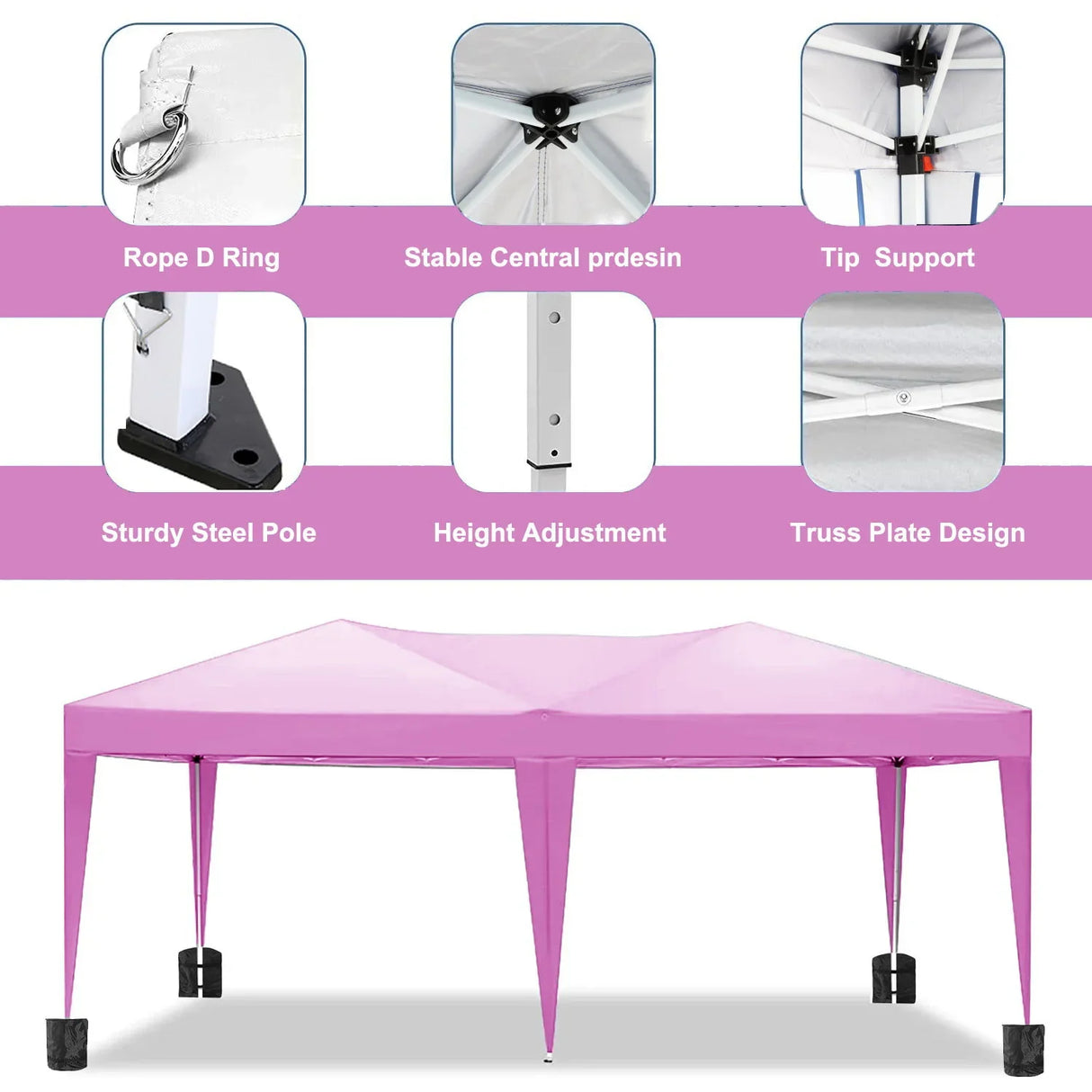 10'X20' Folding Canopy With 6 Removable Sidewalls Outdoor Event Shelter UPF 50+ Gazebo Portable Tents For Parties Beach Camping Wedding Ez Pop Up Canopy - Furniture Home Direct