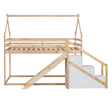Twin Over Twin House Loft Or Bunk Bed With Slide And Staircase - Furniture Home Direct