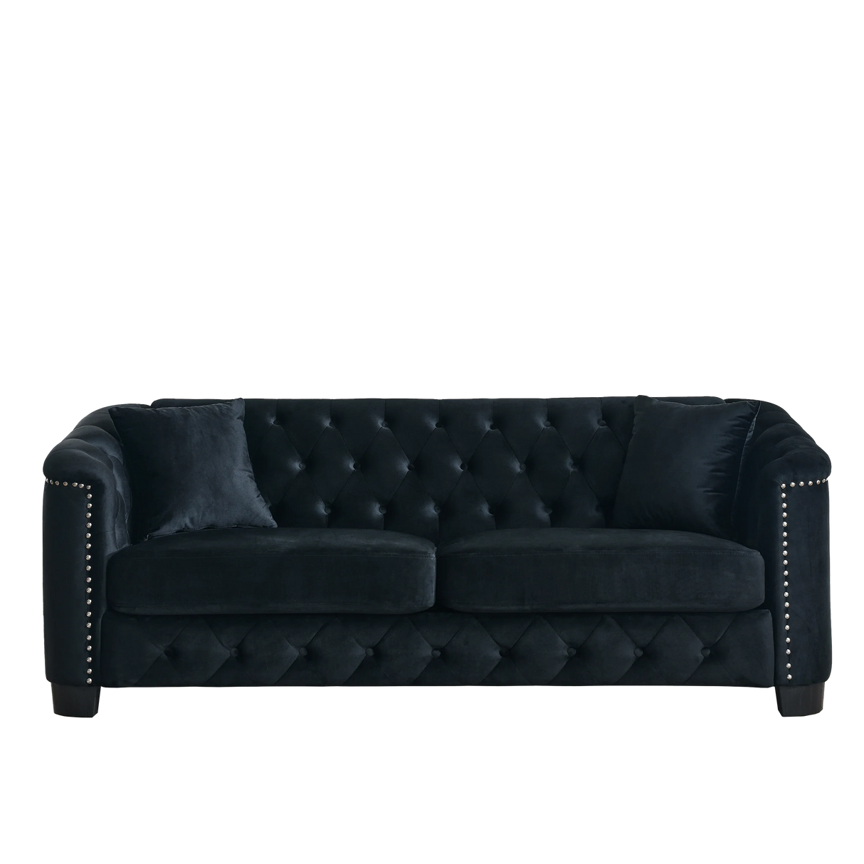 Sofa And Loveseat - Velvet Black - Furniture Home Direct