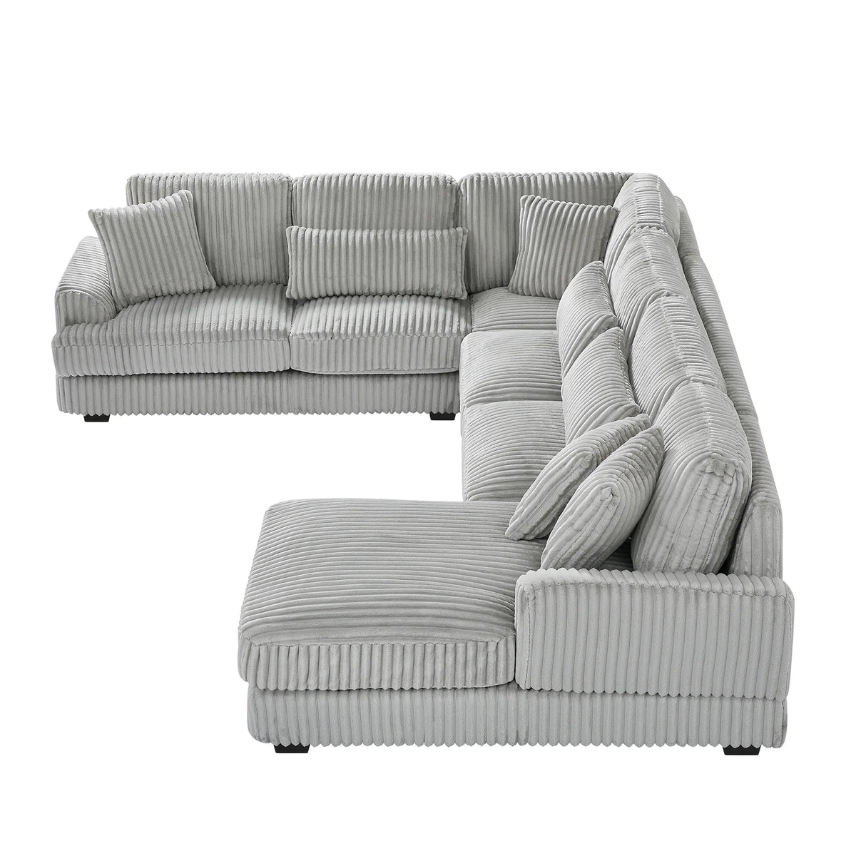 Sectional Sofa Oversized U Shaped Corduroy Fabric Gray - Furniture Home Direct