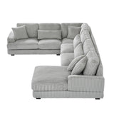 Sectional Sofa Oversized U Shaped Corduroy Fabric Gray - Furniture Home Direct