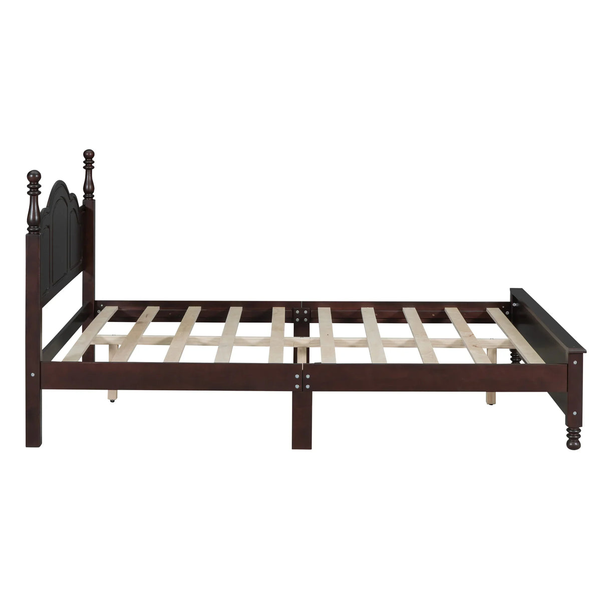Platform Bed Queen Size With Slat Support Dark Walnut - Furniture Home Direct