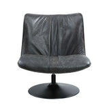 Piotr - Top Grain Leather Accent Chair With Swivel - Black - Furniture Home Direct