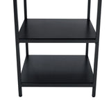 Dining Set Round Table With 4 Chairs Wood Top Black - Furniture Home Direct