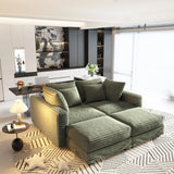 Deep Seat Convertible Sofa With Soft Pillows And Ottomans - Furniture Home Direct