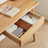 Computer Study, Work Desk Dressing Table Slim With Drawer - Oak Natural - Furniture Home Direct