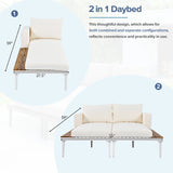 Outdoor Chaise Lounge Modern Cushions Wood Tray Beige - Furniture Home Direct