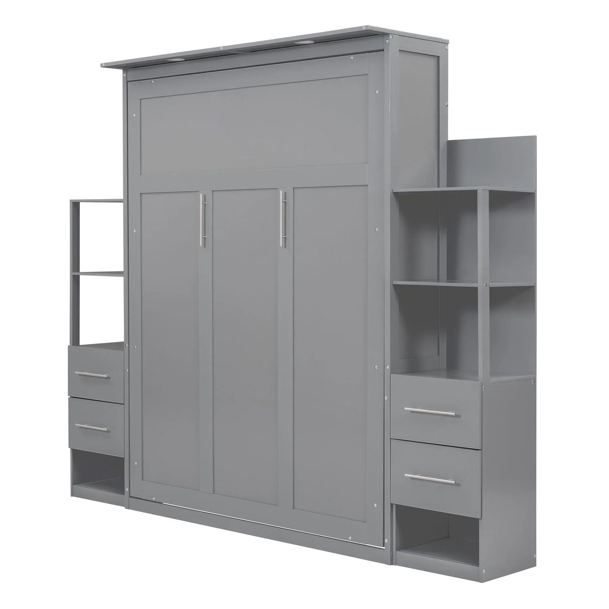 Murphy Wall Bed With Shelves, Drawers And LED Lights - Furniture Home Direct