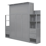 Murphy Wall Bed With Shelves, Drawers And LED Lights - Furniture Home Direct