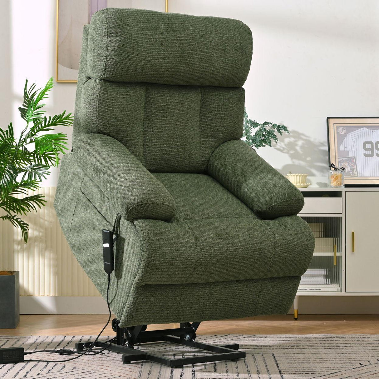 Oversized Power Lift Recliner Chai With Remote Control, Side Pocket, Spacious Seat - Furniture Home Direct