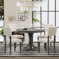Retro Round Dining Table Set With Curved Trestle Style Table Legs And Upholstered Chairs For Dining Room - Furniture Home Direct