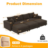 Deep Seat Convertible Sofa With Soft Pillows And Ottomans - Furniture Home Direct