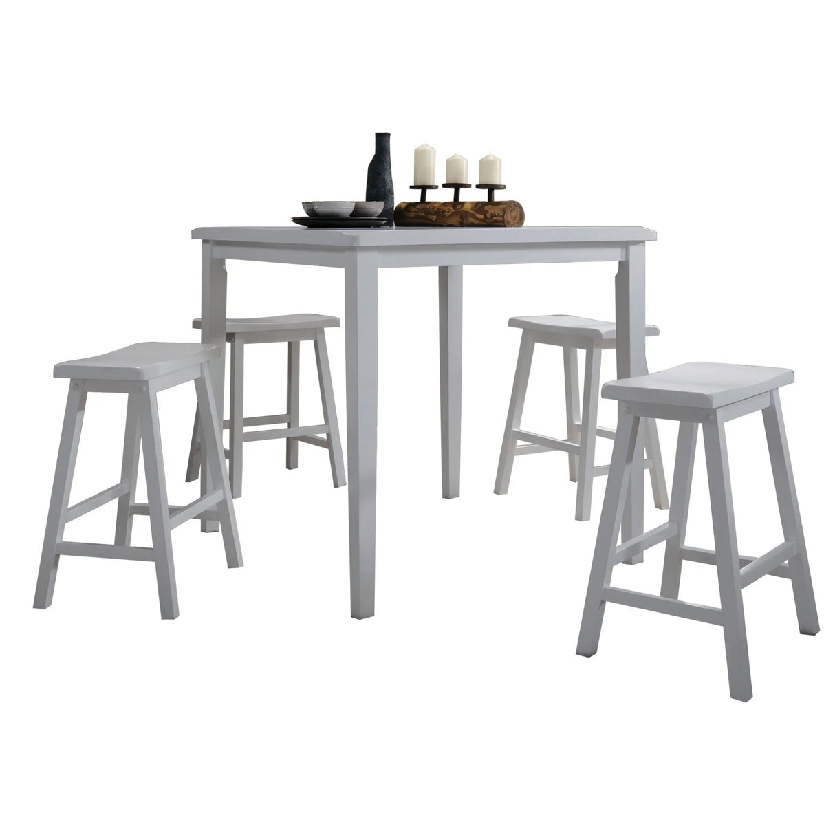 Gaucho - 5 Pieces Pack Counter Height Table Set - White - Furniture Home Direct