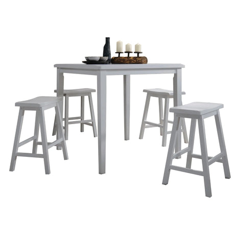 Gaucho - 5 Pieces Pack Counter Height Table Set - White - Furniture Home Direct