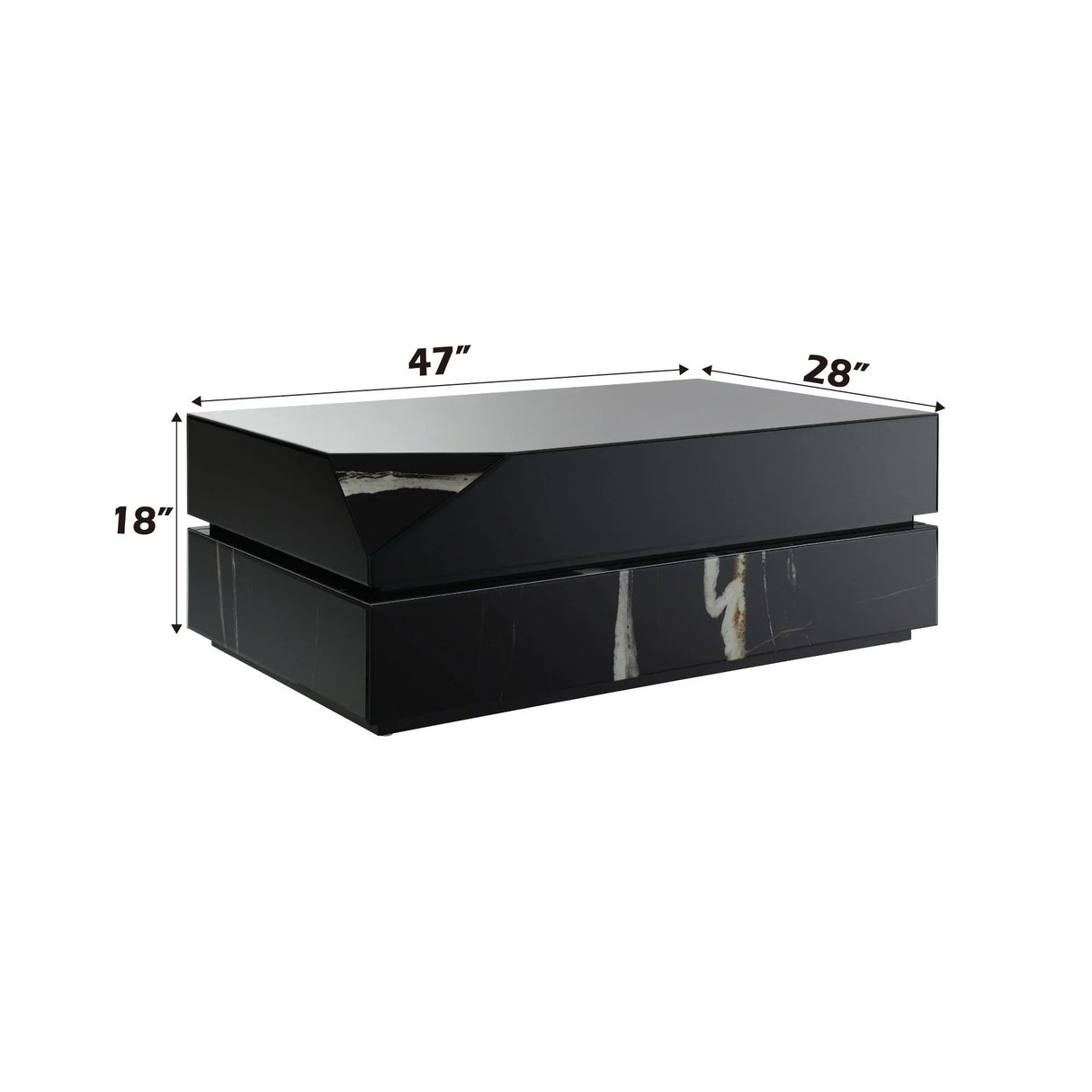 Wenona - Mirrored Coffee Table - Black - Furniture Home Direct