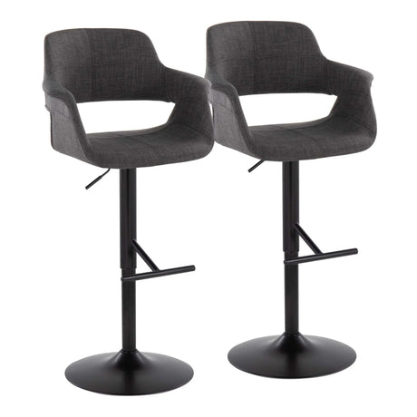 Vintage Flair - Mid Century Modern Adjustable Barstool With Straight T Footrest (Set of 2) - Furniture Home Direct