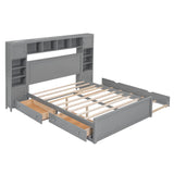 Bed With All In One Cabinet, Shelf And Sockets, Twin Long Trundle - Furniture Home Direct