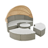 Outdoor Daybed With Canopy Weatherproof Rattan Beige - Furniture Home Direct