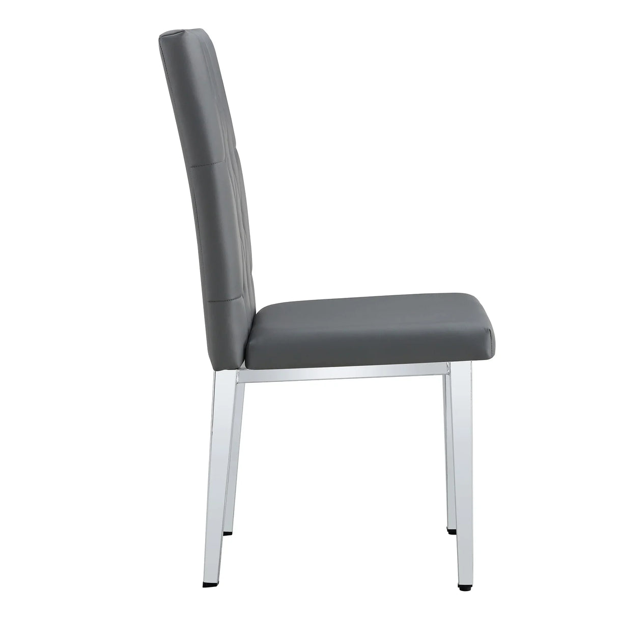 Dining Chairs Tufted Back Chrome Legs Charcoal Gray - Furniture Home Direct