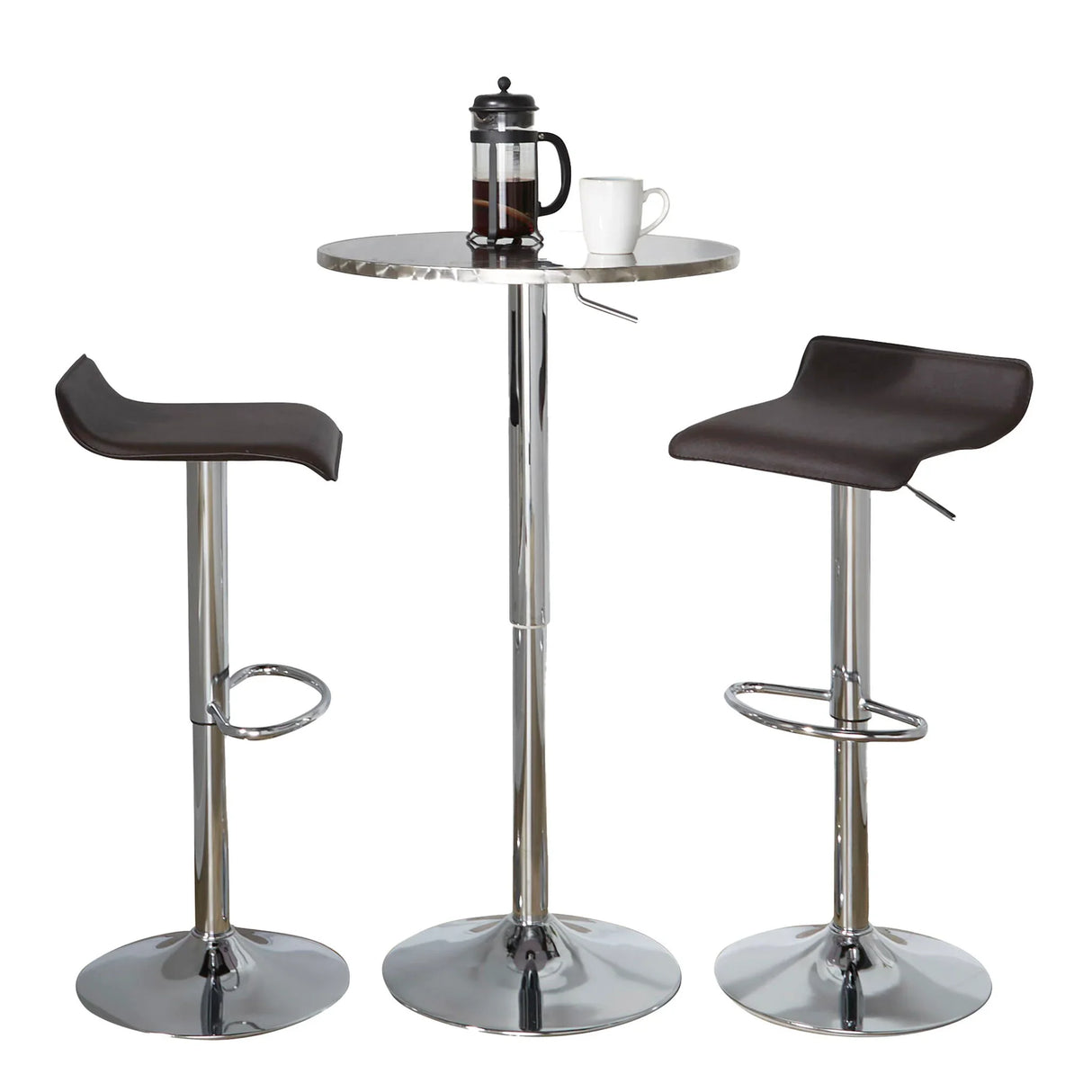 Ale - 3 Piece Bar Set Bistro Round Contemporary Adjustable Oval Footrest - Furniture Home Direct