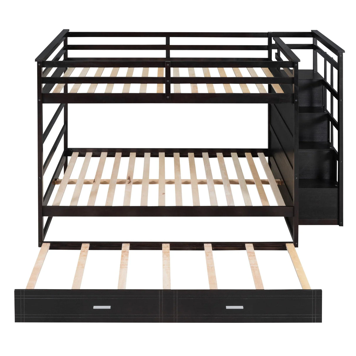 Bunk Bed With Twin Size Trundle And Staircase - Furniture Home Direct