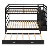 Bunk Bed With Twin Size Trundle And Staircase - Furniture Home Direct