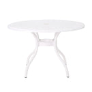 Tranquilius - Outdoor Round Dining Table With Lattice Tabletop, Umbrella Hole And Curved Legs