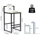 Elegant Bar Stool Set With Backrest And Footrest, Counter Height (Set of 2) - Furniture Home Direct