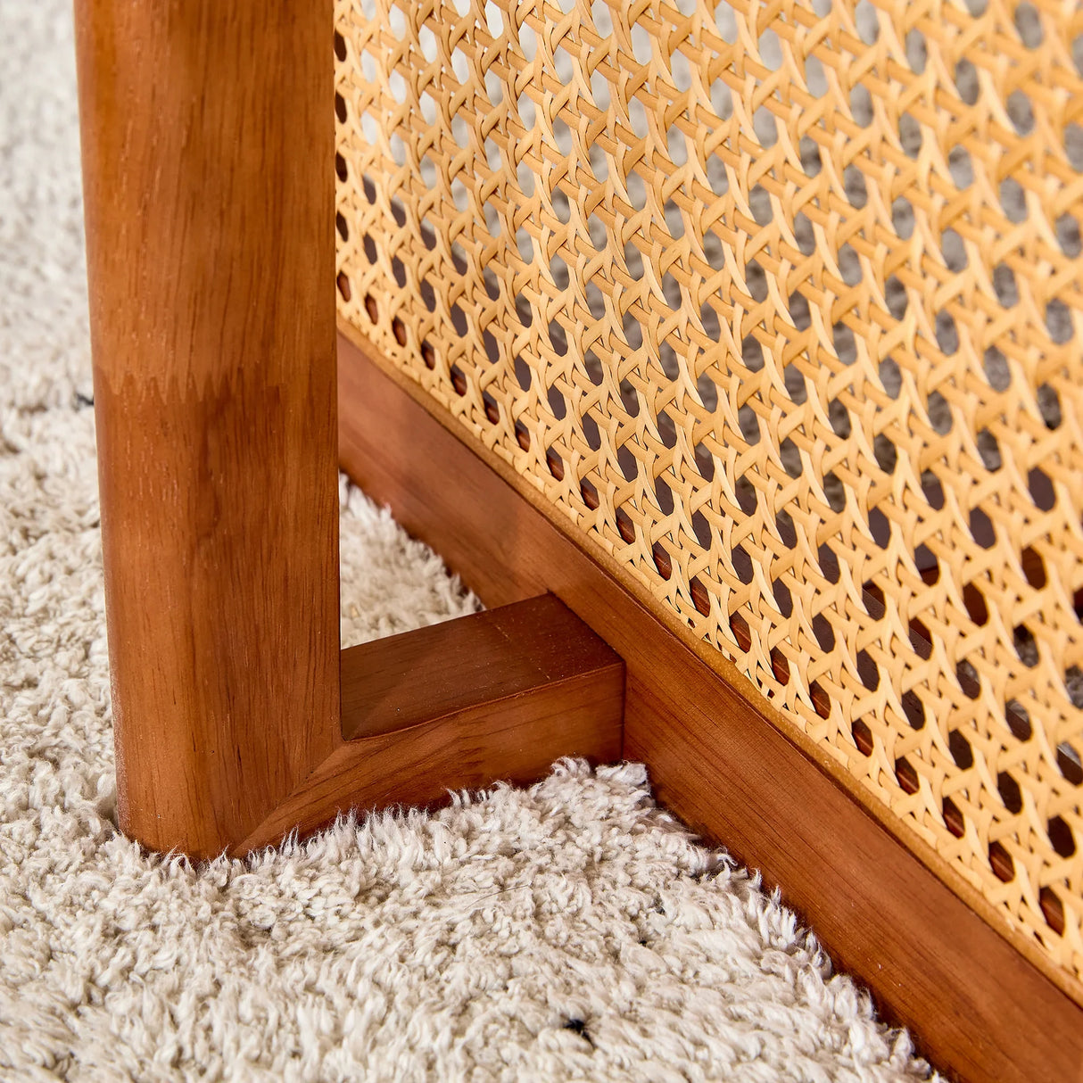 Coffee Table Solid Wood With Rattan Panel Sides Walnut - Furniture Home Direct