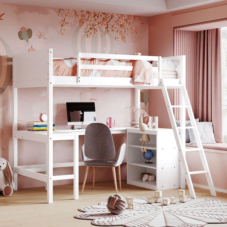 Loft Bed With Shelves With Desk - Furniture Home Direct