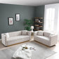 Contemporary Vertical Channel Tufted Velvet Sofa Loveseat Upholstered 2 Pieces Set With 4 Pillows - Furniture Home Direct