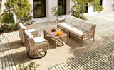4 Piece Outdoor Patio Set with Swivel Chairs - Beige - Furniture Home Direct