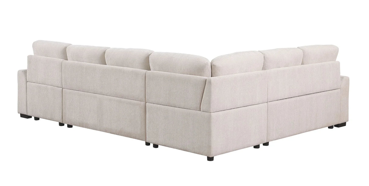Nyhan - Upholstered Corner Sectional With Pull Out Loveseat And Storaged Chaise - Furniture Home Direct