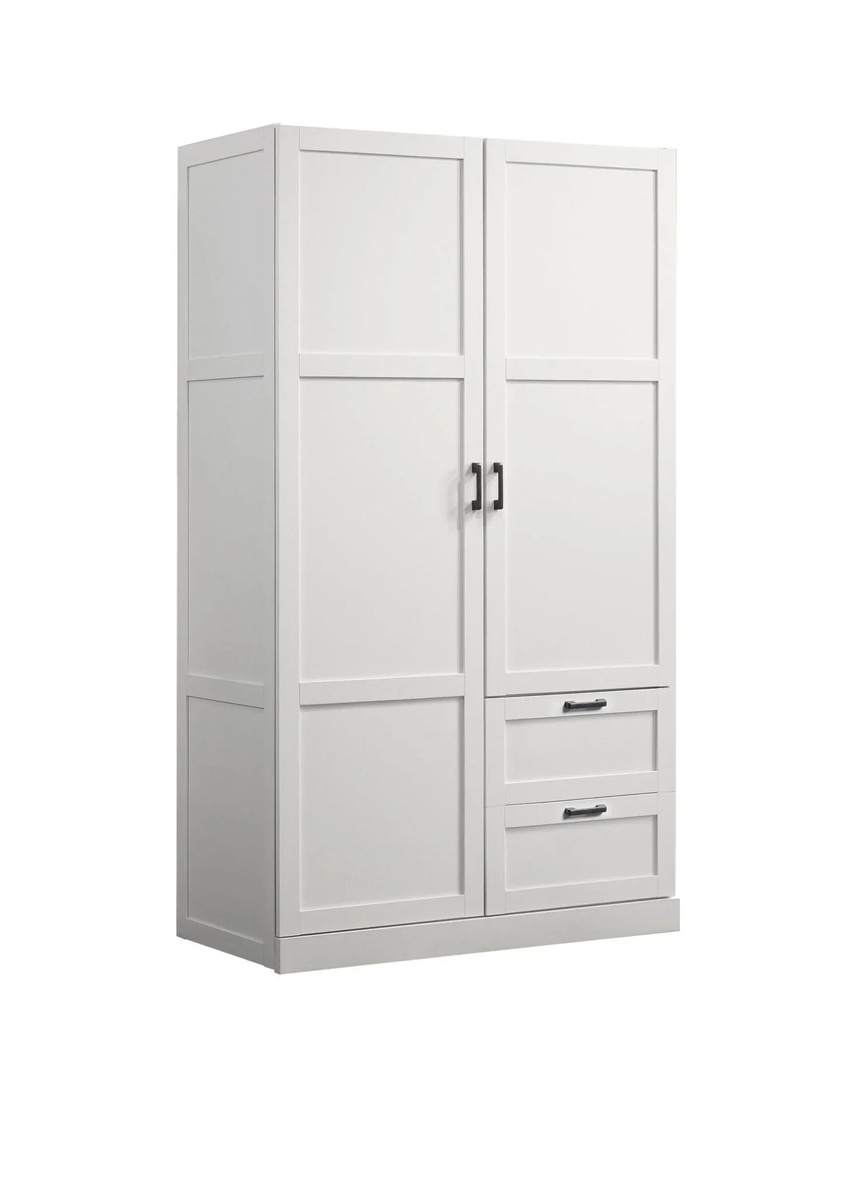 Aubree - Wardrobe Cabinet Armoire With 2 Drawers And Hanging Rod - White - Furniture Home Direct