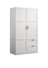 Aubree - Wardrobe Cabinet Armoire With 2 Drawers And Hanging Rod - White - Furniture Home Direct