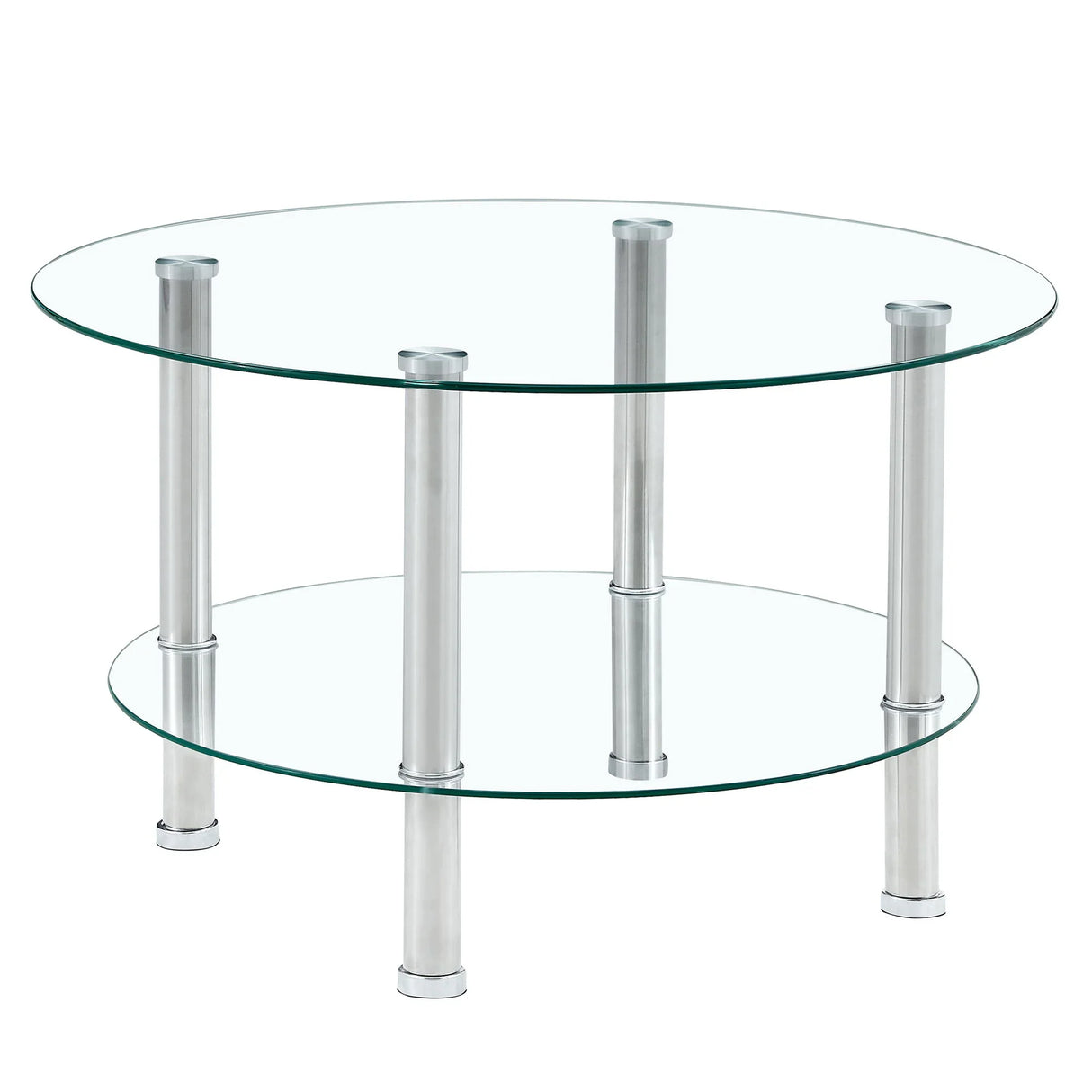 Contemporary Minimalist Double Layer Tempered Glass Coffee Table - Furniture Home Direct