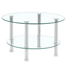 Contemporary Minimalist Double Layer Tempered Glass Coffee Table - Furniture Home Direct