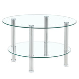 Contemporary Minimalist Double Layer Tempered Glass Coffee Table - Furniture Home Direct