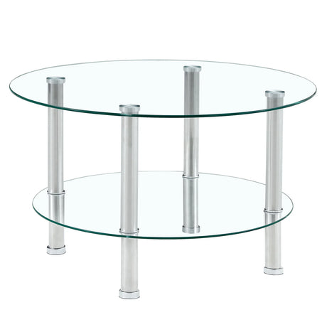 Contemporary Minimalist Double Layer Tempered Glass Coffee Table - Furniture Home Direct