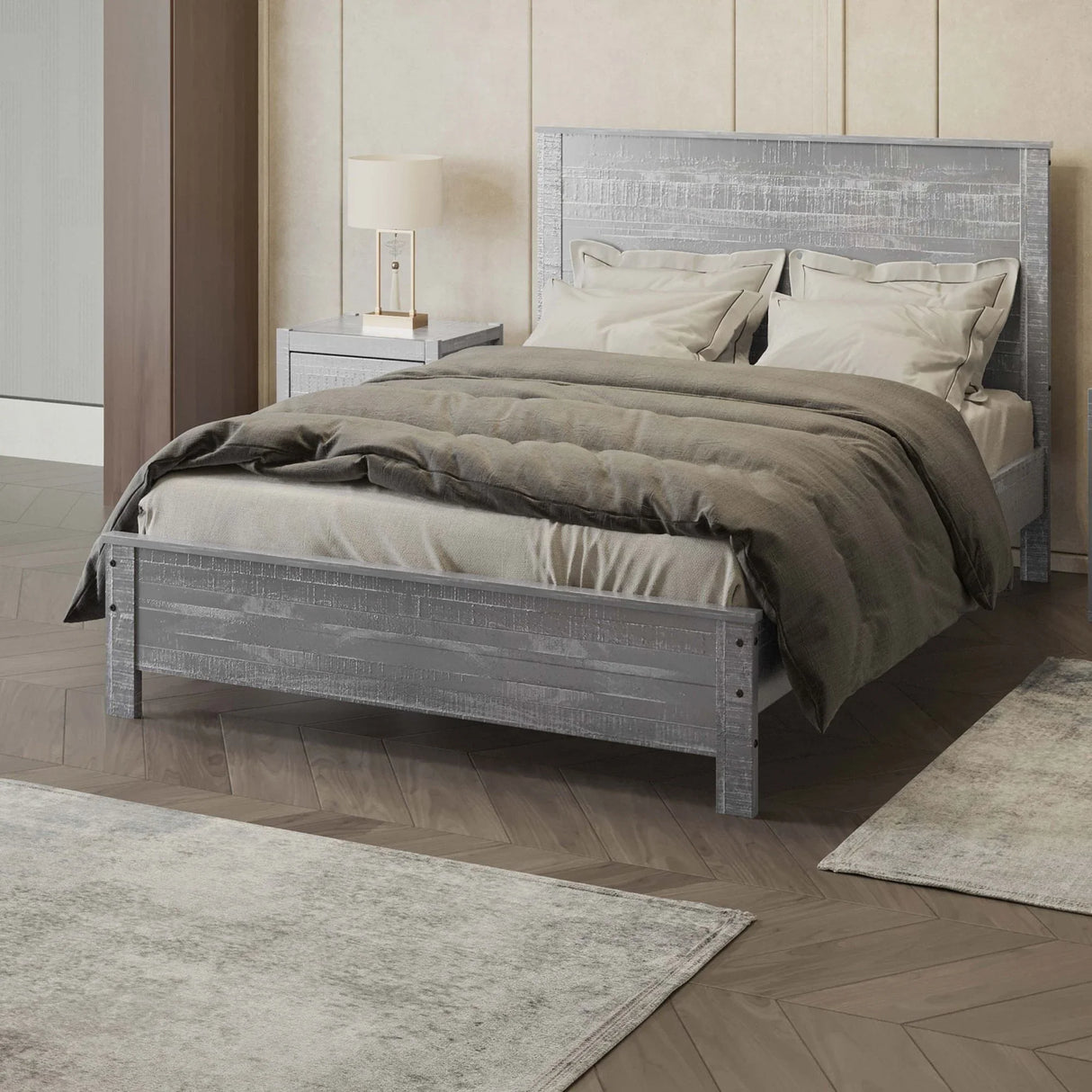 Albany - Bed Frame With Headboard, Heavy Duty Modern Rustic Design - Furniture Home Direct